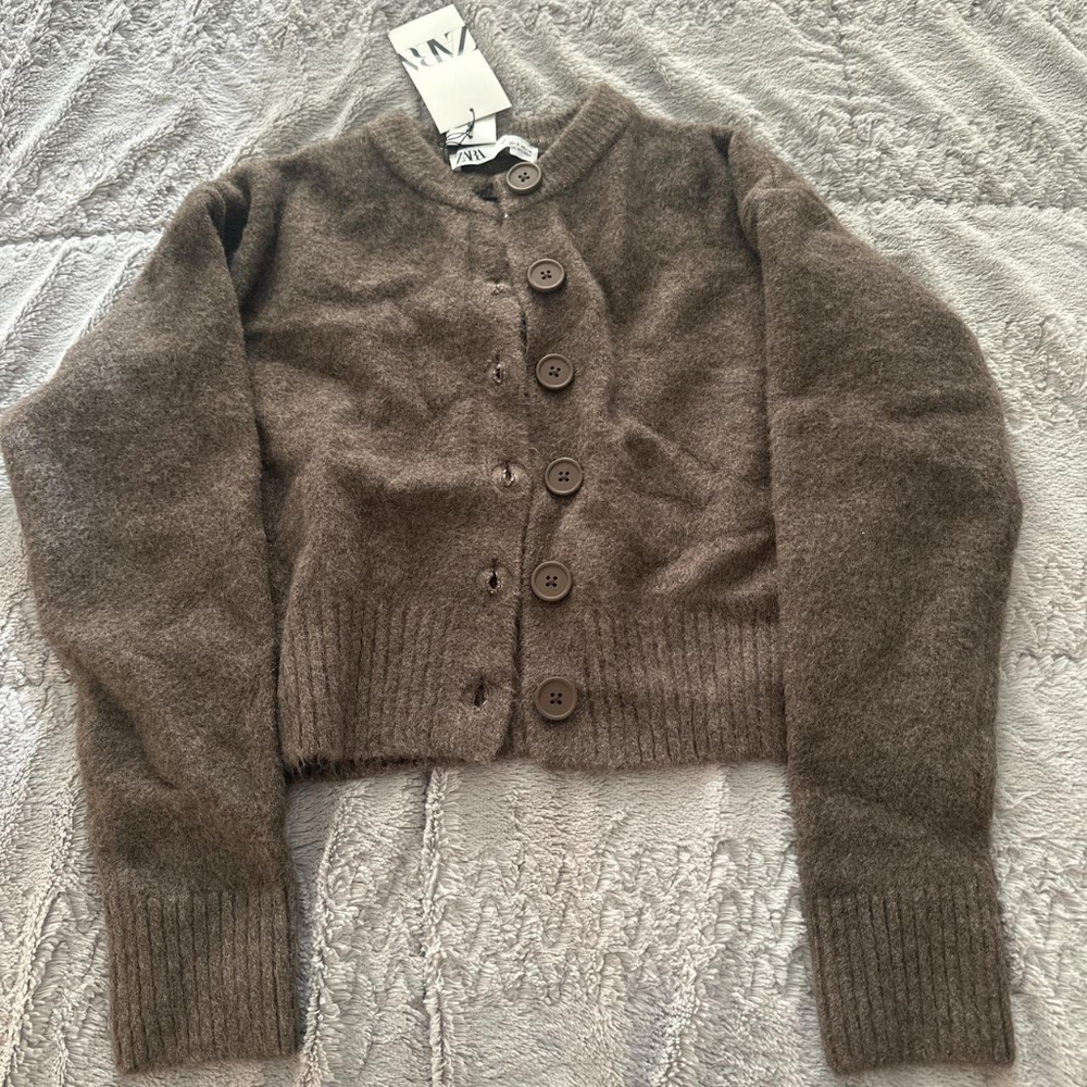Zara Chocolate Button-Up Women's Cardigan